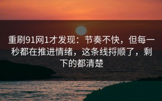 重刷91网1才发现：节奏不快，但每一秒都在推进情绪，这条线捋顺了，剩下的都清楚