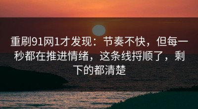 重刷91网1才发现：节奏不快，但每一秒都在推进情绪，这条线捋顺了，剩下的都清楚